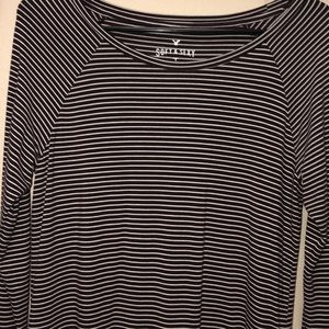 stripped maroon and white long sleeve